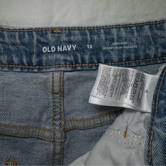 OLD NAVY Denim Skirt Women’s 12 High Rise Secret Slim Pockets Button Fly Retro - Picture 5 of 7